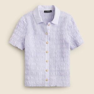 J. Crew Top Women’s 4 Smocked Light Blue Textured Button-Down Shirt NWT